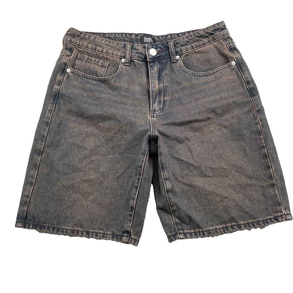 Simple Society Baggy Bermuda Jorts 9 Dirty Wash Skater Y2k Grunge Streetwear 90s